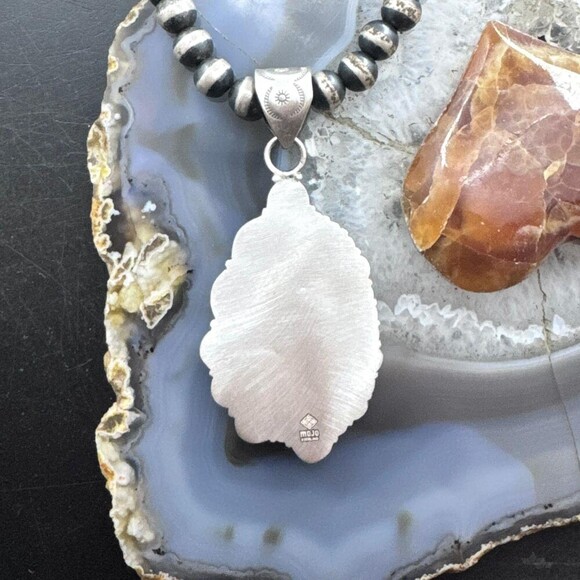 Sterling Southwestern Style Large Oval Charoite Decorated Pendant For Women - Picture 7 of 10